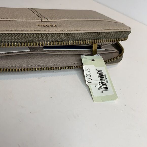 Fossil Zara gray leather zip around clutch wallet NWT - Picture 6 of 7